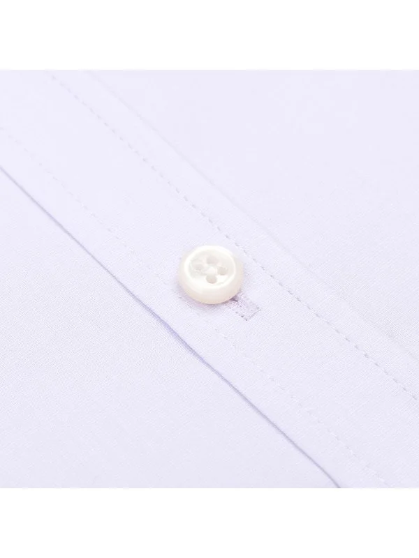 Germirli Lilac Plain Tailor Fit Relaxed Fit Italian Collar Satin Textured Cotton Exclusive Shirt - 3
