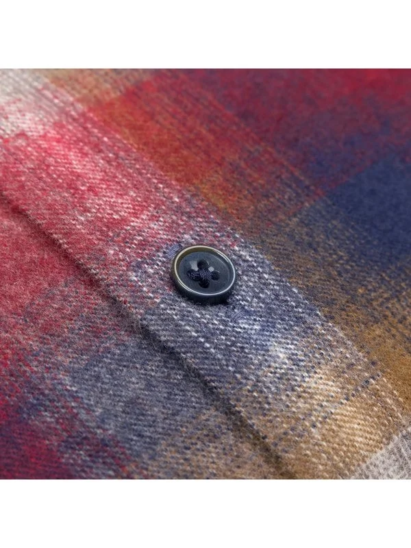 Red Flannel Plaid Albiate Button-Down Collar Tailor Fit Cotton Lumberjack Shirt with Germirli - 3