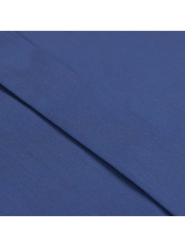 Germirli Saks Blue Tailor Fit Hidden Placket Classic Collar 70/1 Cotton Shirt - 3