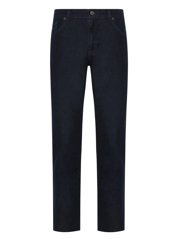 Gallus 5 Pocket Navy Blue Flexible Regular Fit Thin Denim Trousers - 1