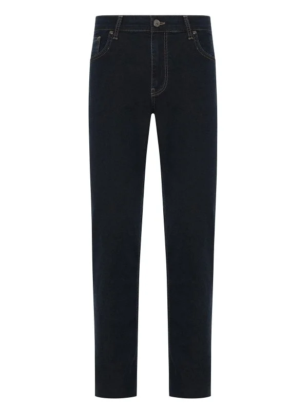 Gallus 5 Pocket Navy Green Effect Flexible Regular Fit Thin Denim Trousers - 1