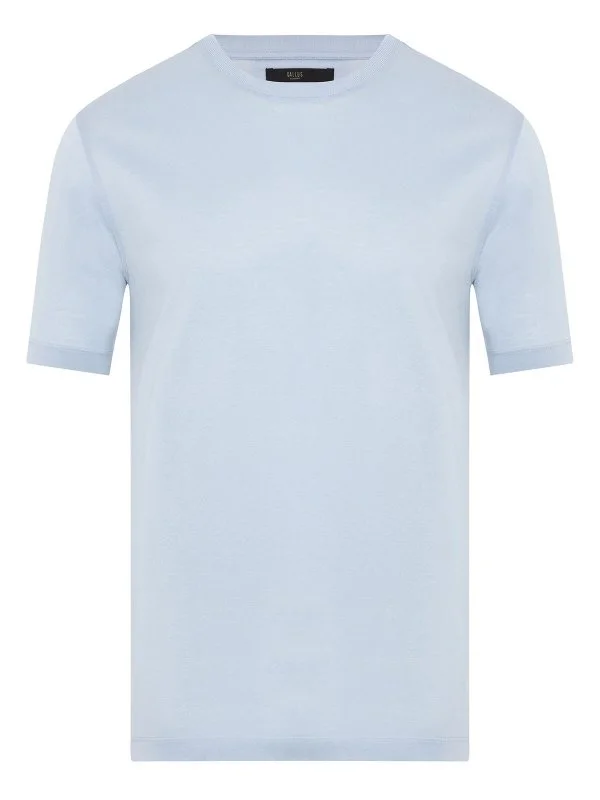 Gallus Blue Knitted Crew Neck Regular Fit Mercerized T-Shirt - 1