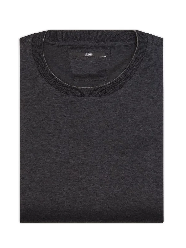 Gallus Grey Melange Slim Fit Knitted Crew Neck Cotton Long Sleeve T-Shirt - 2