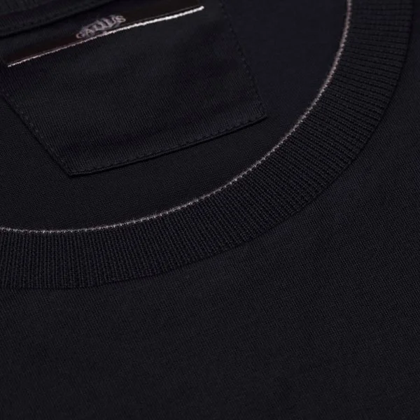 Gallus Navy Blue Slim Fit Knitted Crew Neck Cotton Long Sleeve T-Shirt - 3