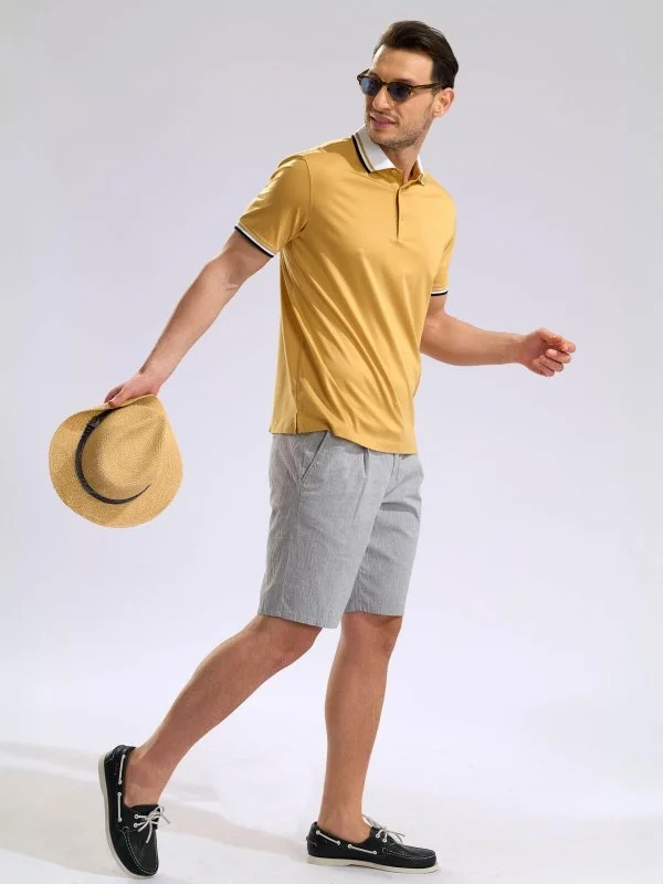 Gallus Light Mustard Polo Collar Mercerized Regular Fit T-Shirt - 3
