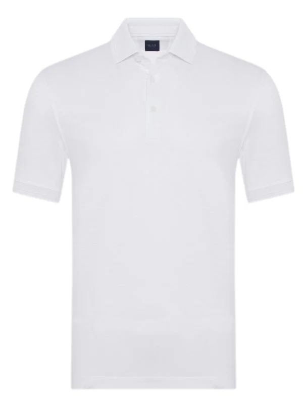 Gallus White Self-Patterned Polo Neck Regular Fit T-Shirt - 1