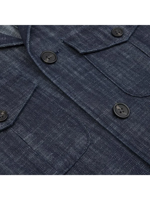 Germirli Albiate Selvedge Denim Tailor Fit Pure Cotton Utility Jacket Shirt - 4