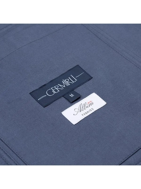 Germirli Albini Aviator Blue Utility Flap Pocket Cotton Linen Safari Jacket Shirt - 3