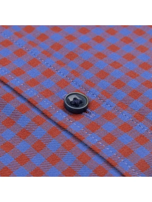 Germirli Albini Claret Blue Potikare Flannel Button-down Collar Tailor Fit Cotton Shirt - 3