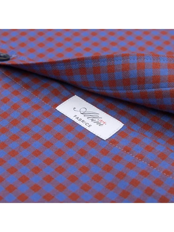 Germirli Albini Claret Blue Potikare Flannel Button-down Collar Tailor Fit Cotton Shirt - 4