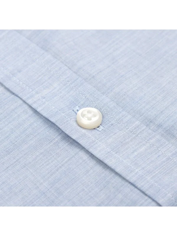 Germirli Albini Button-down Collar Tailor Fit Blue Cotton Voile Men's Shirt - 3