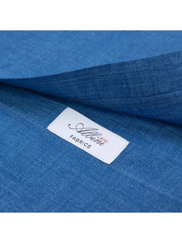 Germirli Albini Cobalt Blue Button-down Collar Tailor Fit Pure Linen Shirt - 3