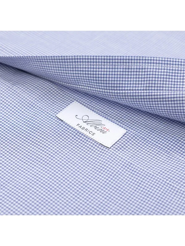 Germirli Albini Exclusive Navy Blue Gingham Patterned Button-down Collar Tailor Fit Cotton Shirt - 2
