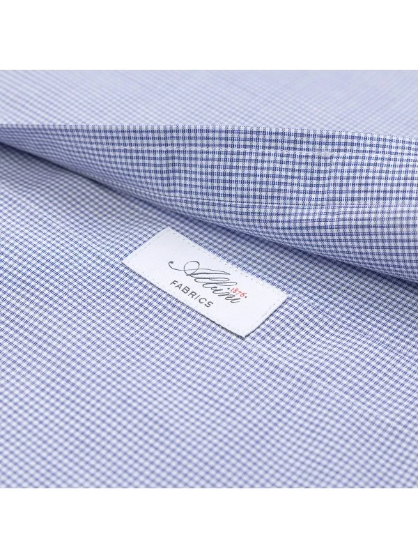 Germirli Albini Exclusive Navy Blue Gingham Tailor Fit Cotton Shirt - 2