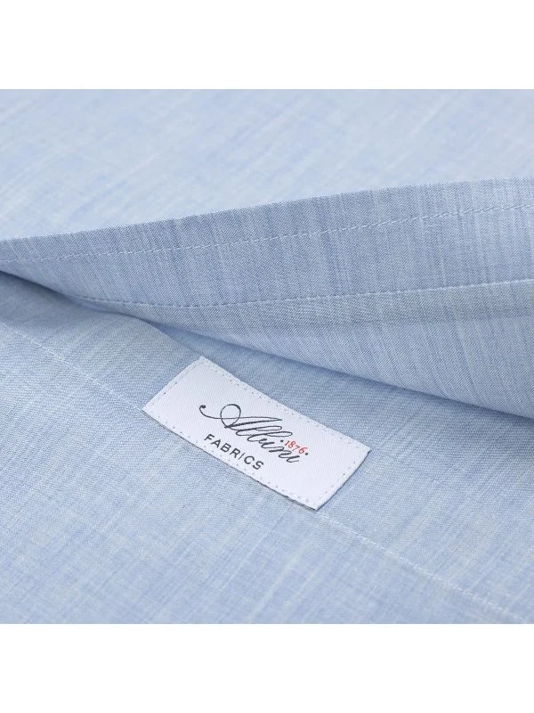 Germirli Albini Light Blue Melange Button-down Collar Tailor Fit Cotton Voile Shirt - 3