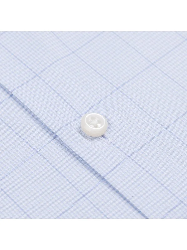 Germirli Albini Natural Germirli Exclusive Blue Patterned Tailor Fit Button-down Collar Organic Cotton Shirt - 4