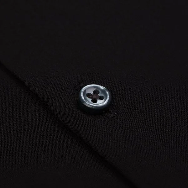 Black Button-Down Collar Tailor Fit Men's Tencel Shirt with Germirli - 3