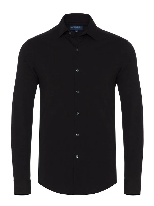 Germirli Black Cotton 3D Germirli Slim Fit Active Shirt - 1