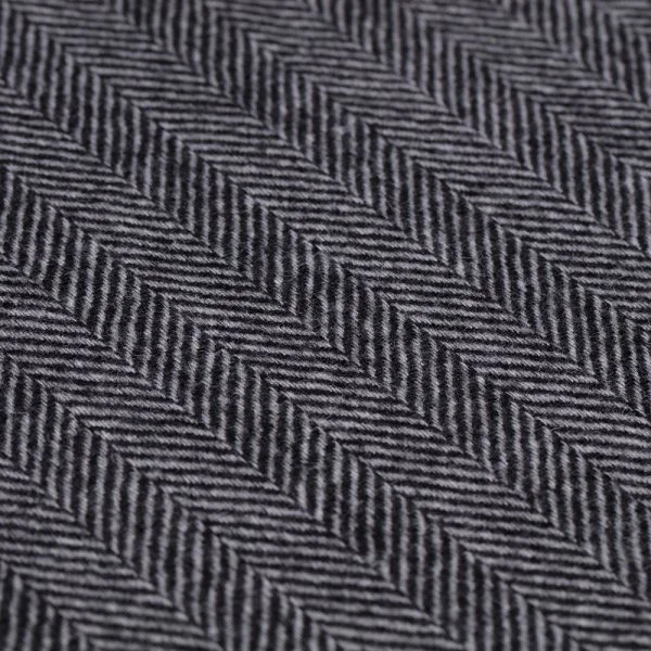 Germirli Black Grey Herringbone Wool Scarf - 2