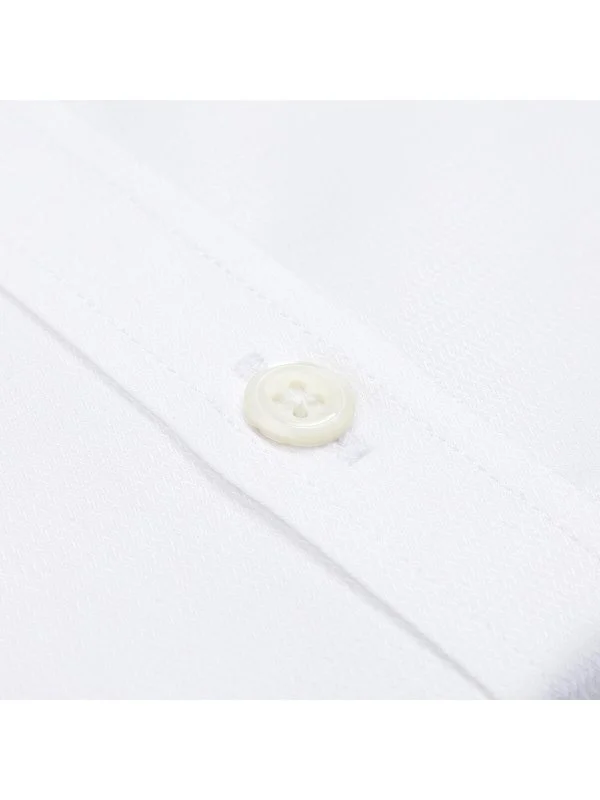 Germirli Black Label Tailor Fit Classic Collar 200/2 Cotton White Self Patterned Shirt - 3
