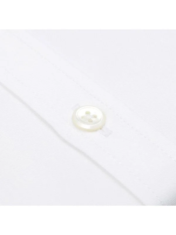 Germirli Black Label White Twill Texture Tailor Fit Classic Collar Thomas Mason Sea Island Cotton Shirt - 3