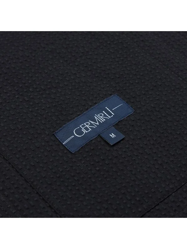 Germirli Black Seersucker Texture Tailor Fit Cotton Beyoglu Jacket Shirt - 3