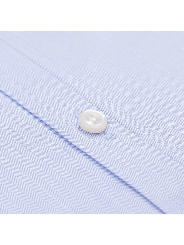 Germirli Blue Exclusive Herringbone Texture Button-down Collar Tailor Fit Cotton Shirt - 3