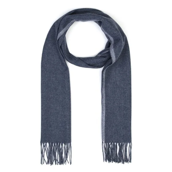 Blue Micro Patterned Wool Scarf with Germirli - 1