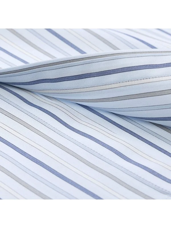 Germirli Blue Navy Striped Button-down Collar Pocket Tailor Fit Cotton Shirt - 4