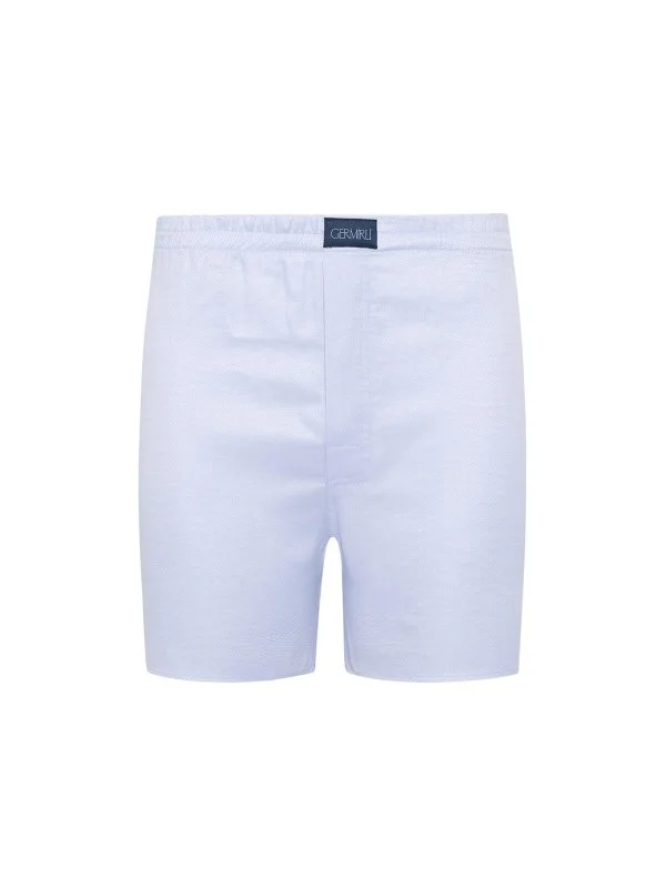 Germirli Blue Oxford Texture Cotton Boxer Shorts - 1