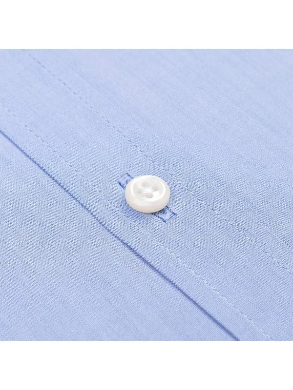 Germirli Blue Plain Tailor Fit Relaxed Fit Italian Collar Satin Textured Cotton Exclusive Shirt - 3