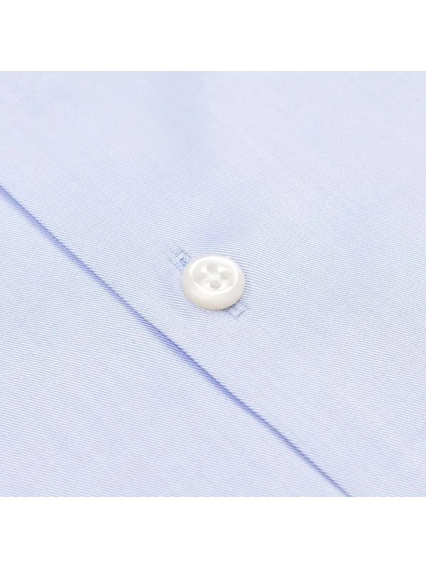 Germirli Blue Plain Tailor Fit Relaxed Fit Satin Textured Cotton Non Iron Shirt - 3