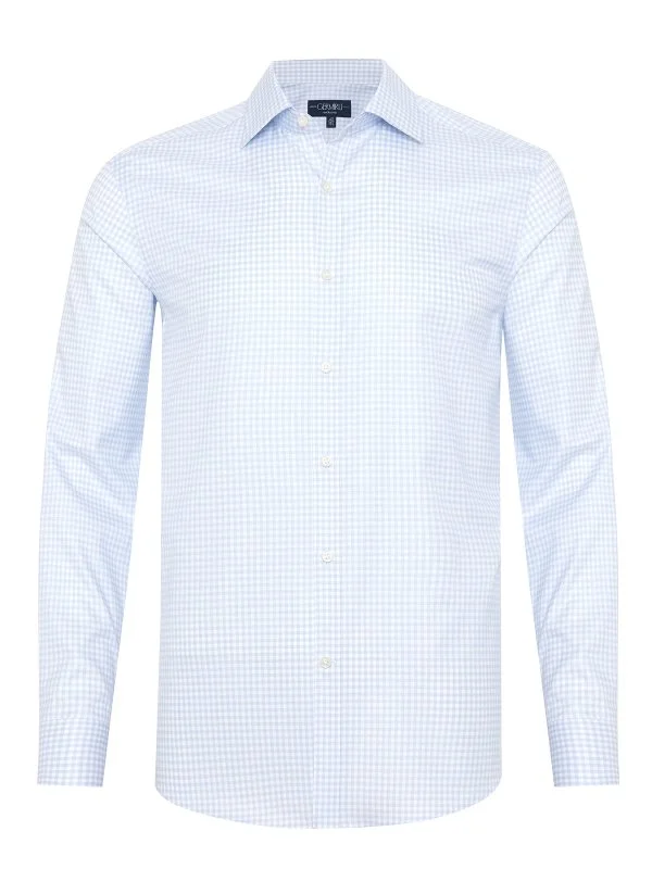 Germirli Blue Gingham Exclusive Tailor Fit Cotton Shirt - 1