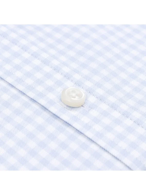 Germirli Blue Gingham Exclusive Tailor Fit Cotton Shirt - 3