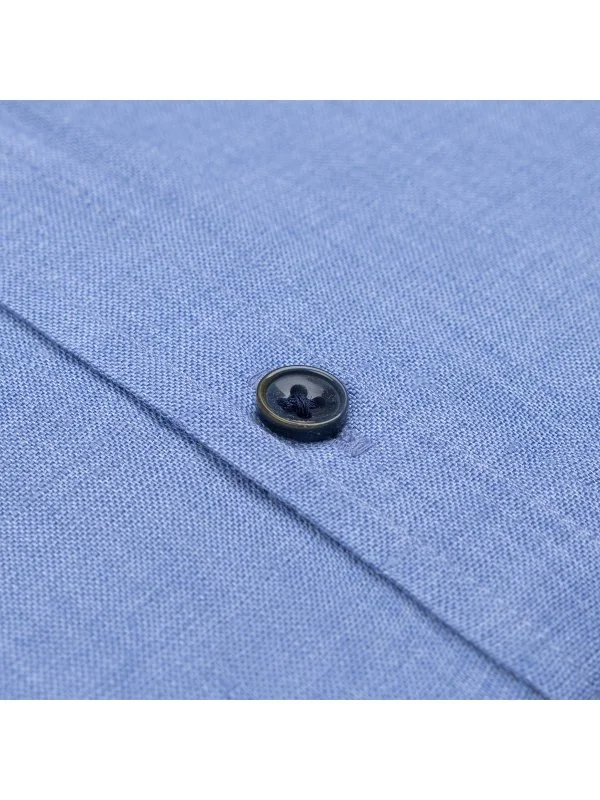 Germirli Blue Soft Collar Tailor Fit Linen Shirt - 3