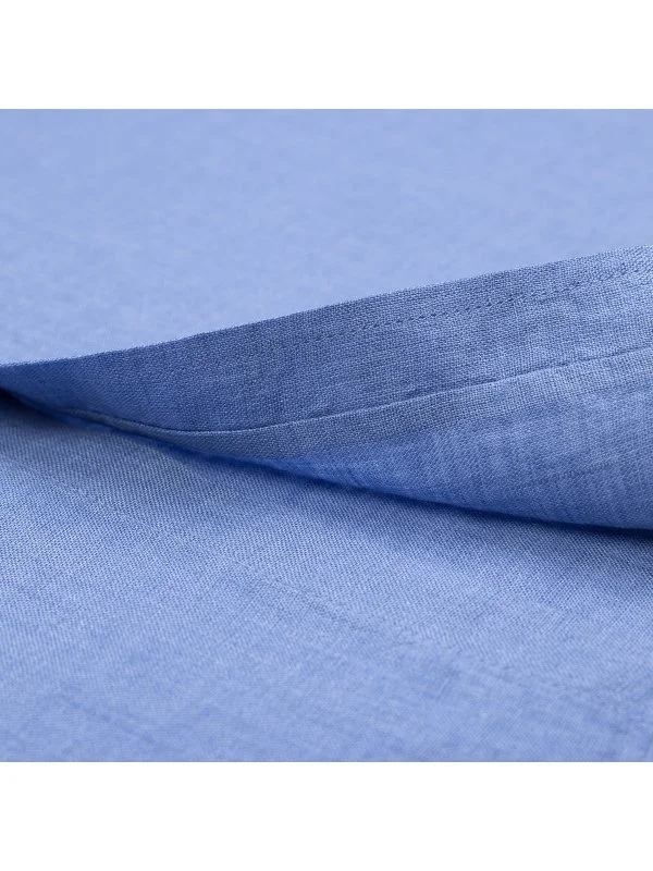 Germirli Blue Soft Collar Tailor Fit Linen Shirt - 4
