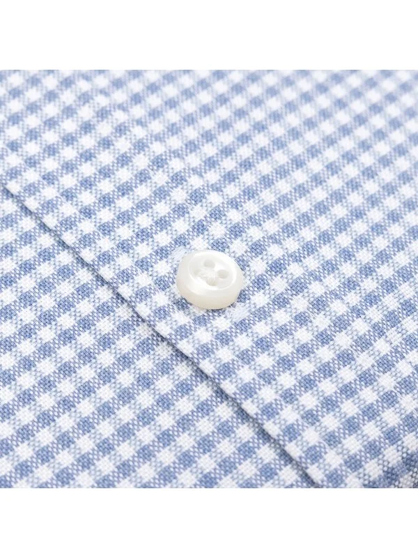 Germirli Blue Square Textured Albini Relax Formula Tailor Fit Pure Cotton Exclusive Shirt - 3