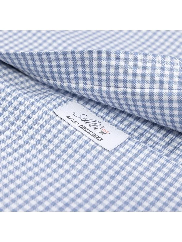 Germirli Blue Square Textured Albini Relax Formula Tailor Fit Pure Cotton Exclusive Shirt - 4