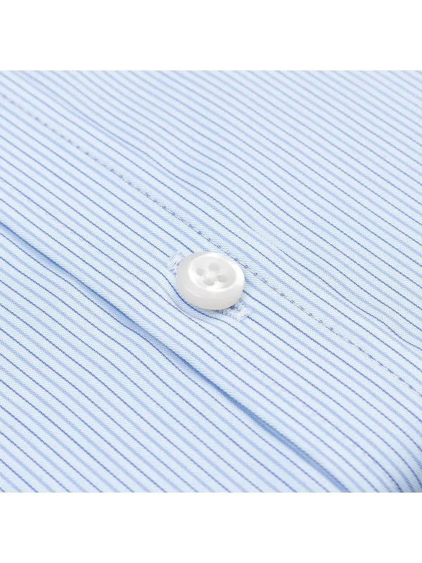 Exclusive Button-down Collar Tailor Fit Cotton Shirt with Germirli Blue Stripes - 3