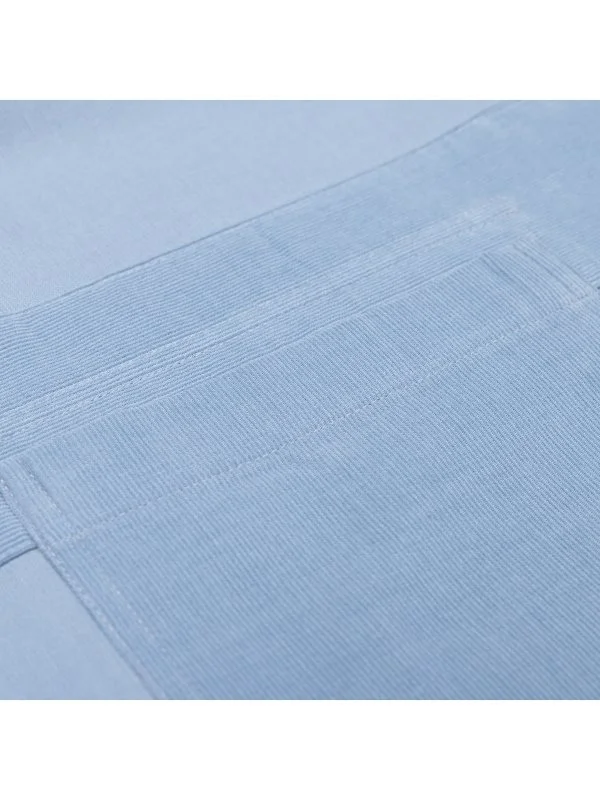 Germirli Blue Thin Velvet Soft Collar Albini Tailor Fit Utility Pure Cotton Shirt - 4