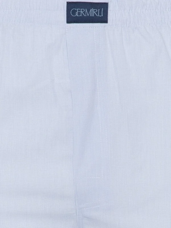 Blue and White Patterned Cotton Boxer Shorts with Germirli - 2