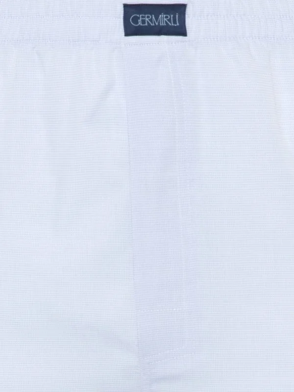 Blue and White Plaid Cotton Boxer Shorts with Germirli - 2