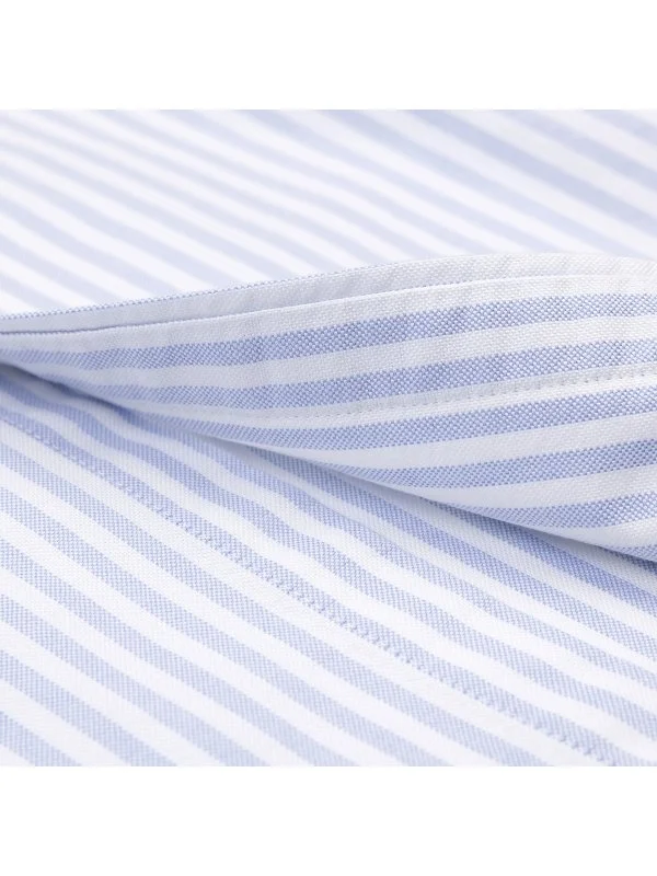 Germirli Blue White Striped Button-Down Collar Pocket Tailor Fit Oxford Sport Shirt - 4