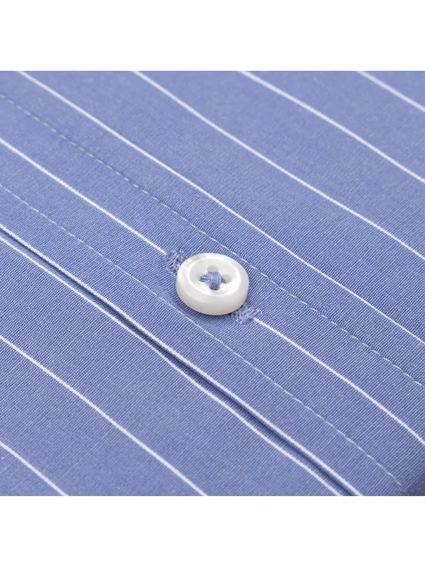 Germirli Blue White Striped Button Down Collar Tailor Fit Cotton Shirt - 3