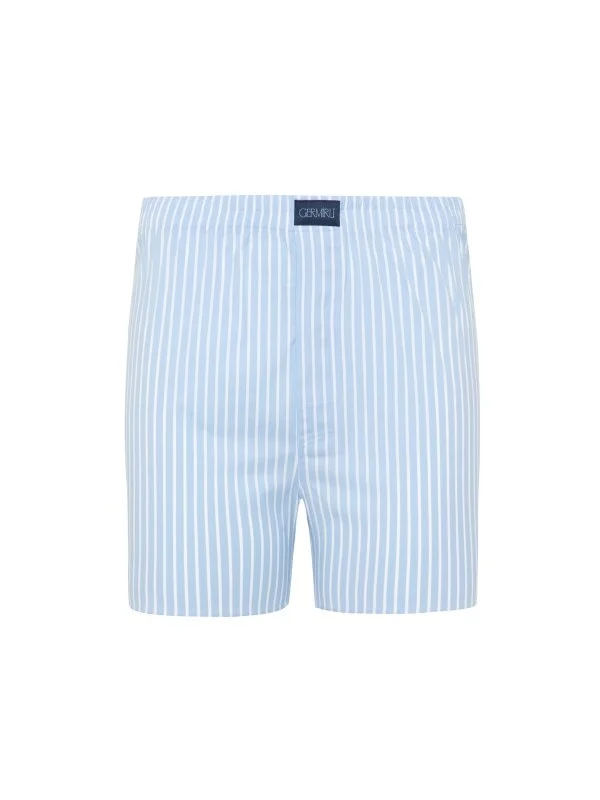 Germirli Blue White Thick Striped Cotton Elastane Boxer Shorts - 1