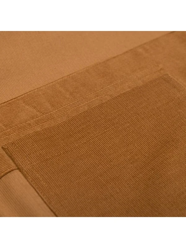 Germirli Camel Color Thin Velvet Soft Collar Tailor Fit Utility Pure Cotton Shirt - 4
