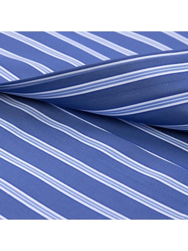 Germirli Dark Blue Striped Button-Down Collar Exclusive Tailor Fit Cotton Shirt - 4