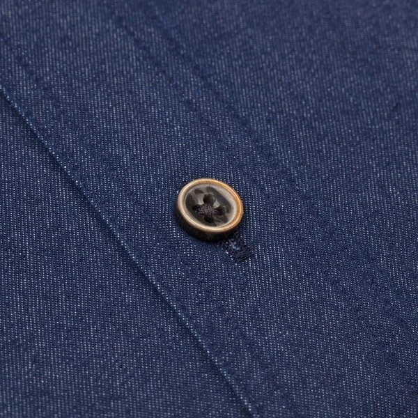 Germirli Dark Navy Double Pocket Flap Soft Collar Tailor Fit Selvedge Denim Shirt - 4