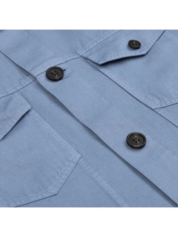 Germirli Elemental Blue Vintage Fillet Pocket Cotton Linen Jacket Shirt - 3