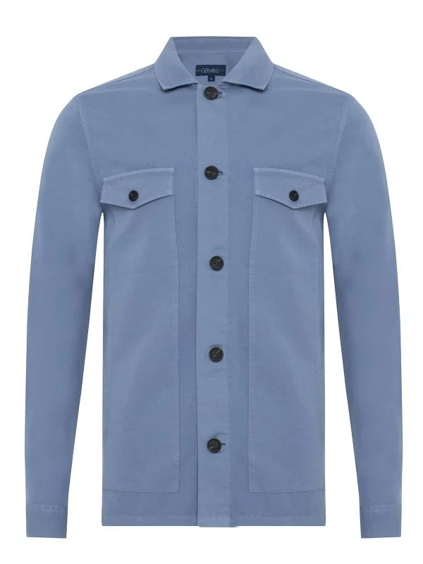 Germirli Elemental Blue Vintage Side Pocket Cotton Linen Jacket Shirt - 2